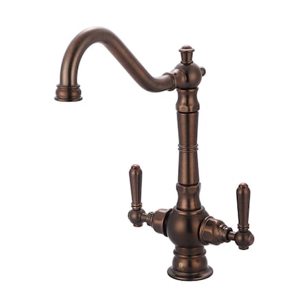 Two Handle Kitchen Faucet, Compression Hose, Single Hole, Bronze, Weight: 7.2